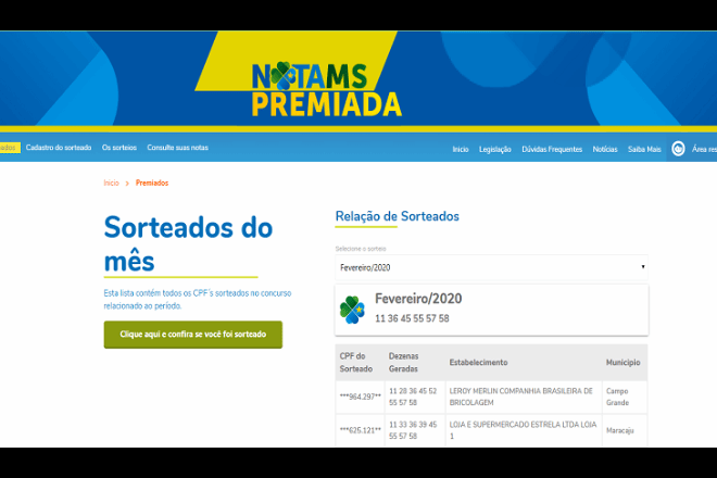 Ganhadores da Nota Premiada MS de abril têm até o dia 14 para se cadastrar